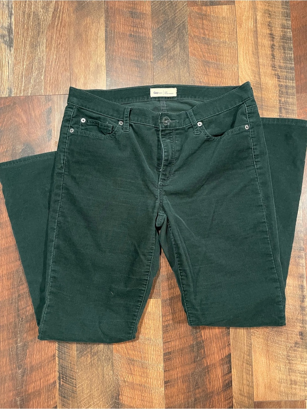 Gap Women's Dark Green Baby Boot Leg Corduroy Pants